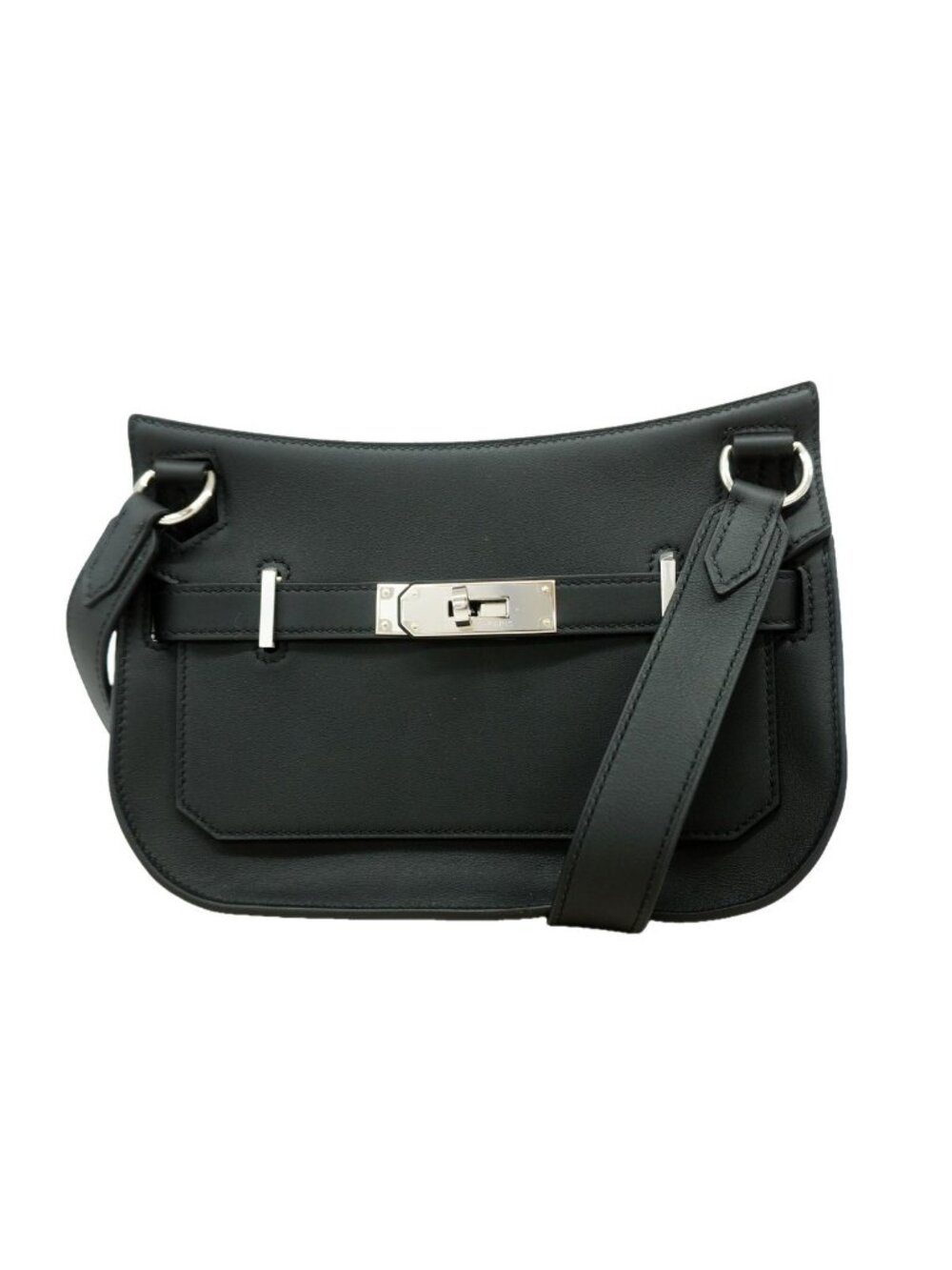 Hermes Shoulder Bag Jypsiere Mini Swift Black Silver
